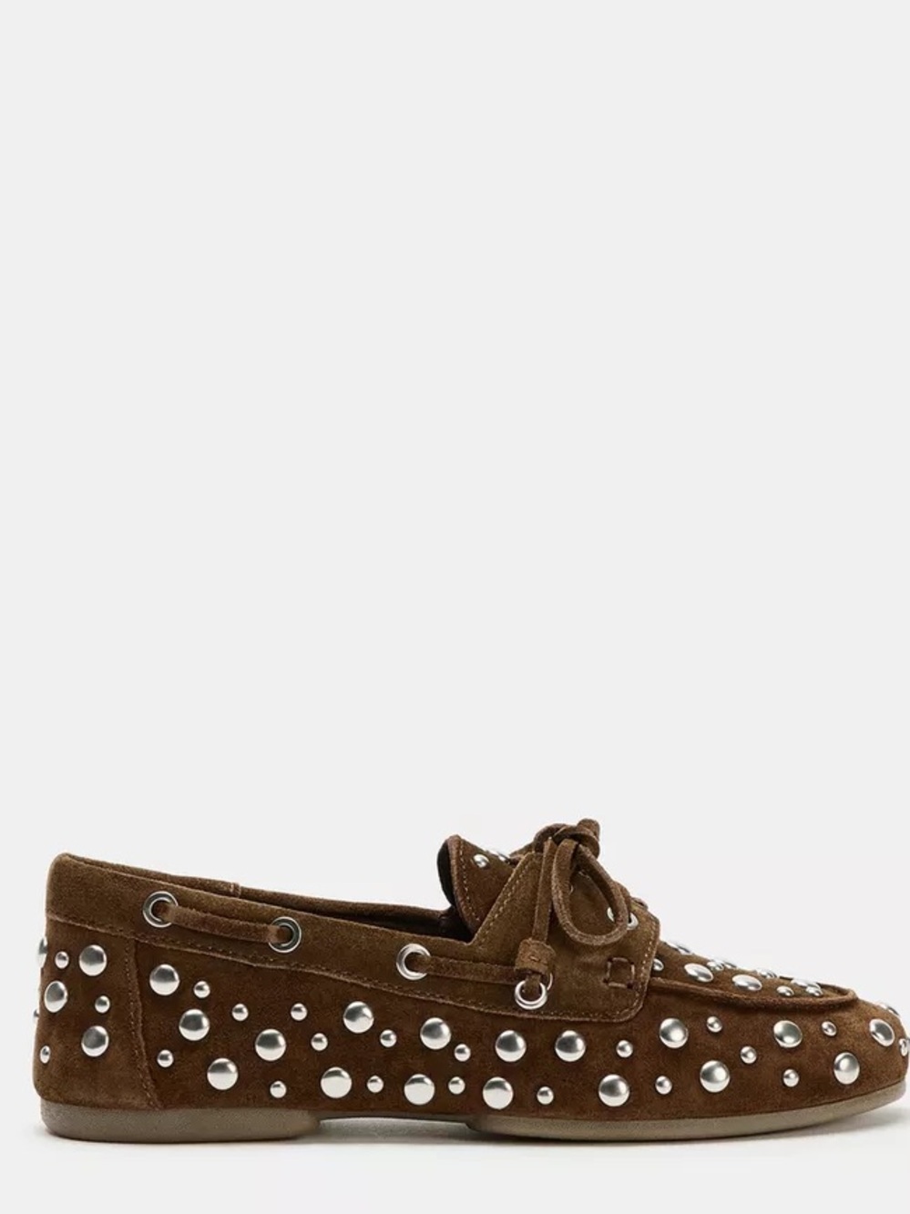 Stud-Embellished Brown Suede 100% leather  Driving Loafers studded  shoes. POP - Picture 5 of 9
